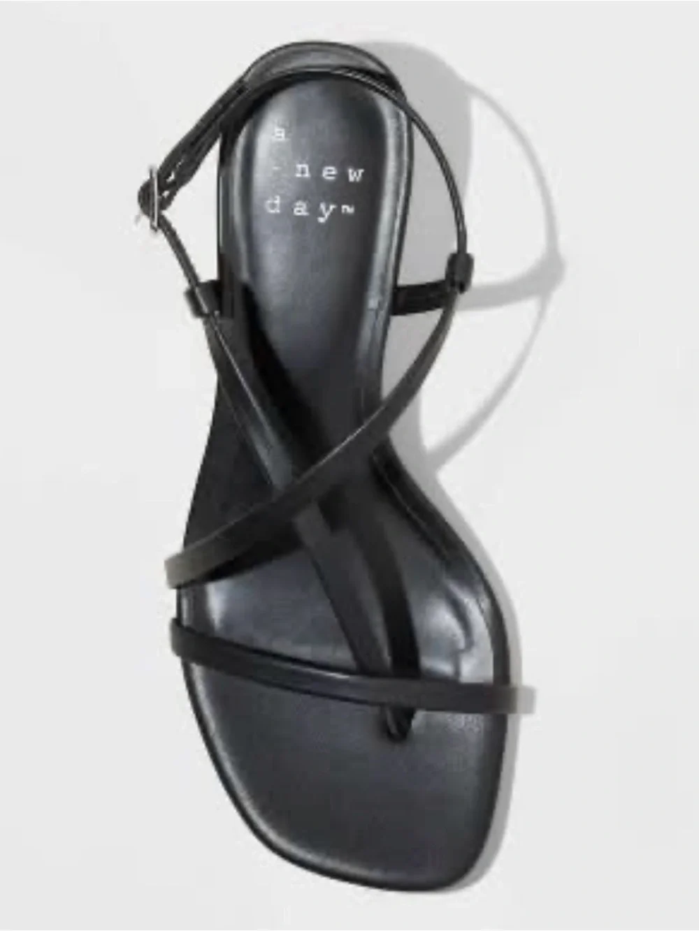 a new day Black Strappy Square-Toe Heeled Sandals